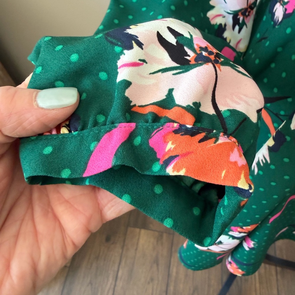 Green Floral Wrap Midi Dress - Picture 9 of 14